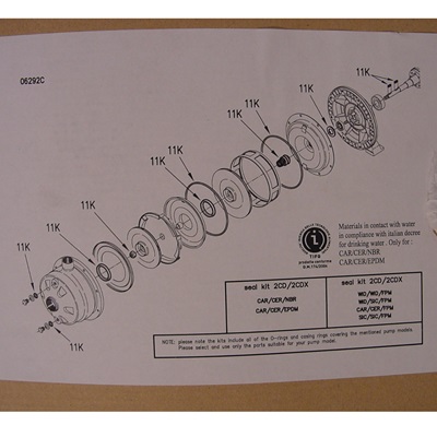 Ebara sealkit 2CDX-HS sic-sic Viton