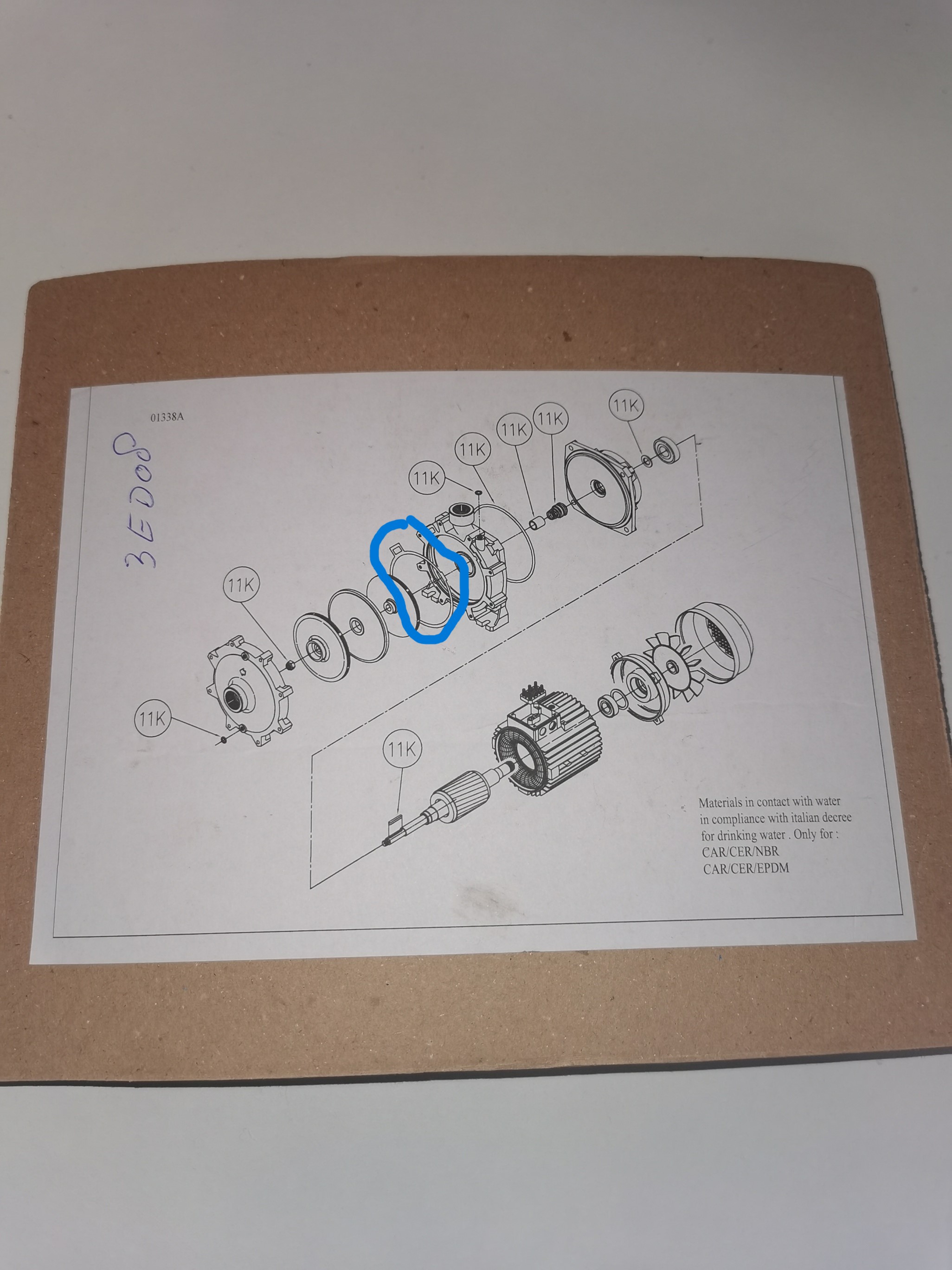 Ebara gasket CDA 0,75 1 kw